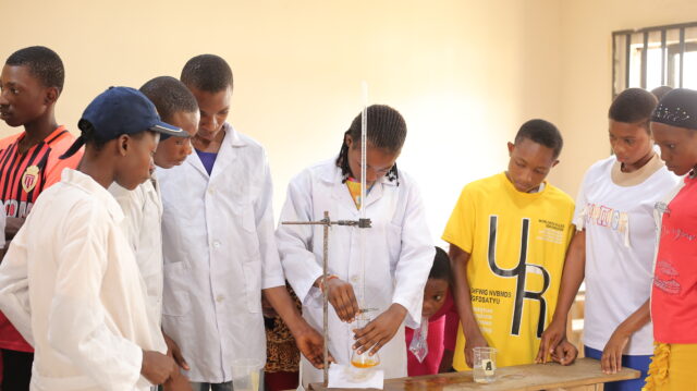 Students undergoing Chemistry practical